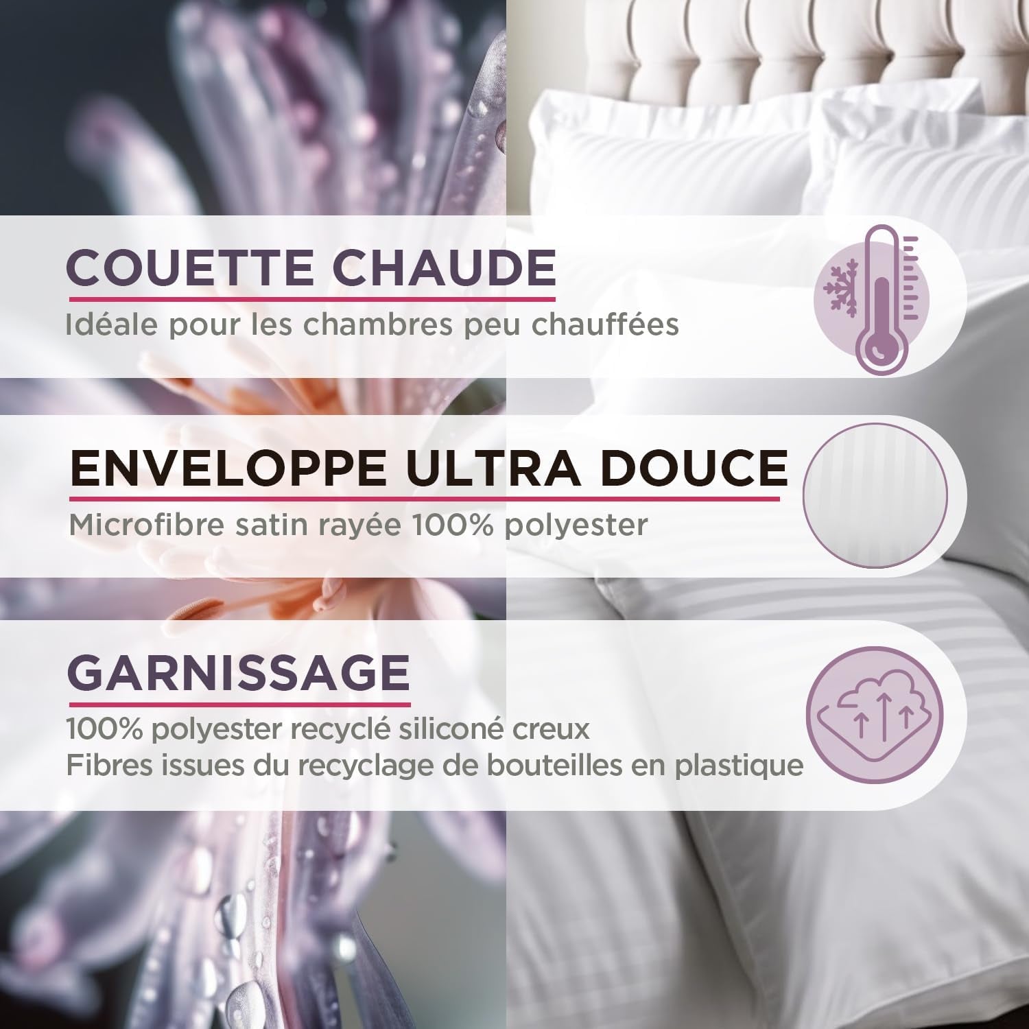 Cald, Satin, Dungat, 400 G/M², 240 X 220 Cm, Microfibra, Alb, 240 X 220 Cm Plapumi si pilote Naty Shop