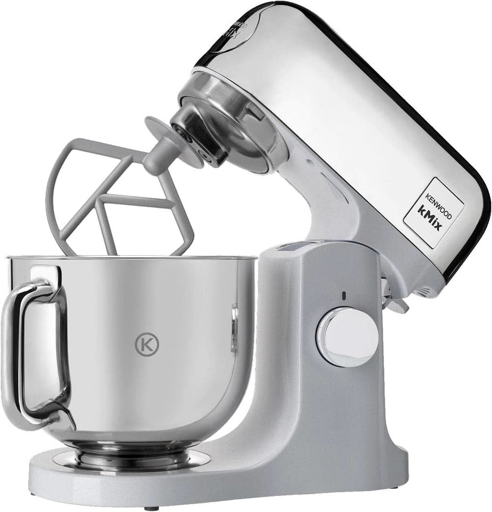 Kenwood Kmix Editions KMX760CH Küchenmaschine, 5 L Edelstahl Schüssel, Safe-Use-Sicherheitssystem, Metallgehäuse, 1000 Watt, Inkl. 3-Teiligem Patisserie-Set Und Spritzschutz, Chrom Matka a dítě Naty Shop
