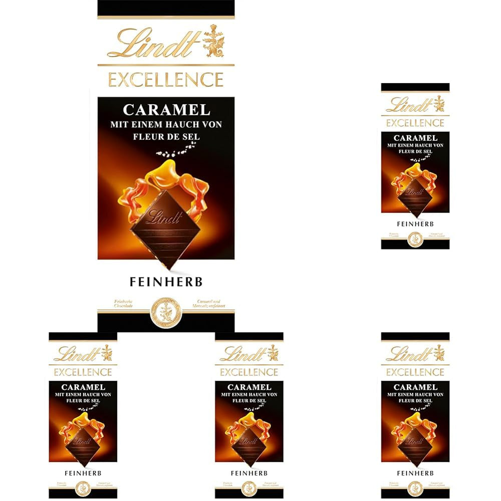 Lindt EXCELLENCE Karamelová a mořská sůl - Hořká čokoláda | Tyčinka 100g | S karamelem a mořskou solí (Fleur de Sel) | Intenzivní kakaová příchuť | Tmavá čokoláda