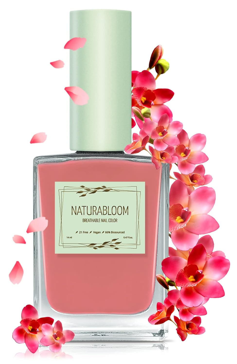 Rychleschnoucí béžový lak na nehty (Moon Dust) - přírodní lak na nehty s veganským složením - prodyšný, udržitelný a dlouhotrvající, 14 ml