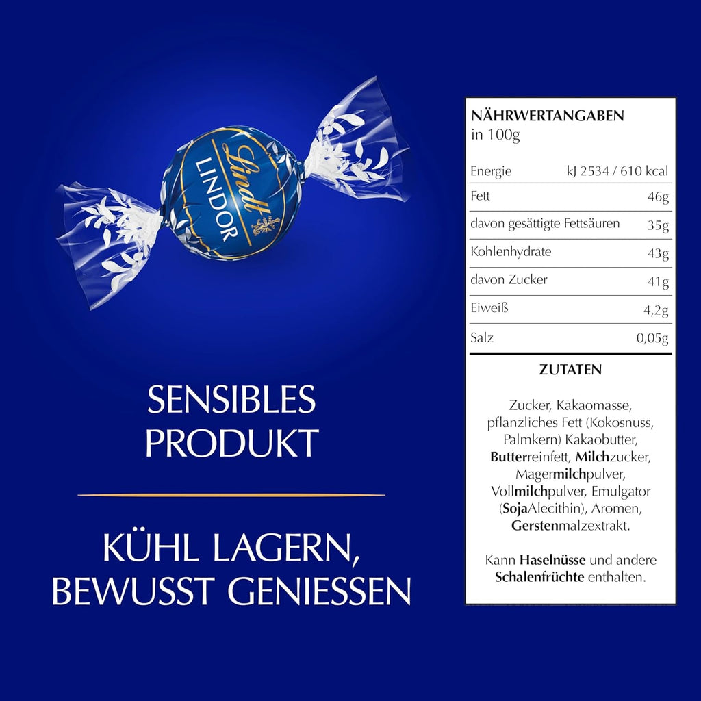 Lindt LINDOR Biluțe de ciocolată Fine Herb, aproximativ 80 sfere de ciocolata, 1 Kg Bomboane de Ciocolata Naty Shop