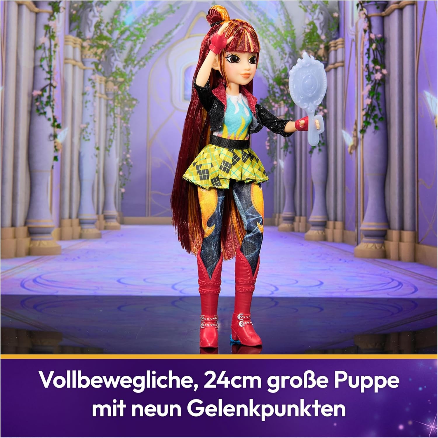 Păpușa Valentina de la Unicorn Academy - păpușa originală din popularul serial Netflix, 24 cm înălțime, cu păr natural, haine și accesorii detașabile, pentru copii cu vârsta de 4 ani și peste