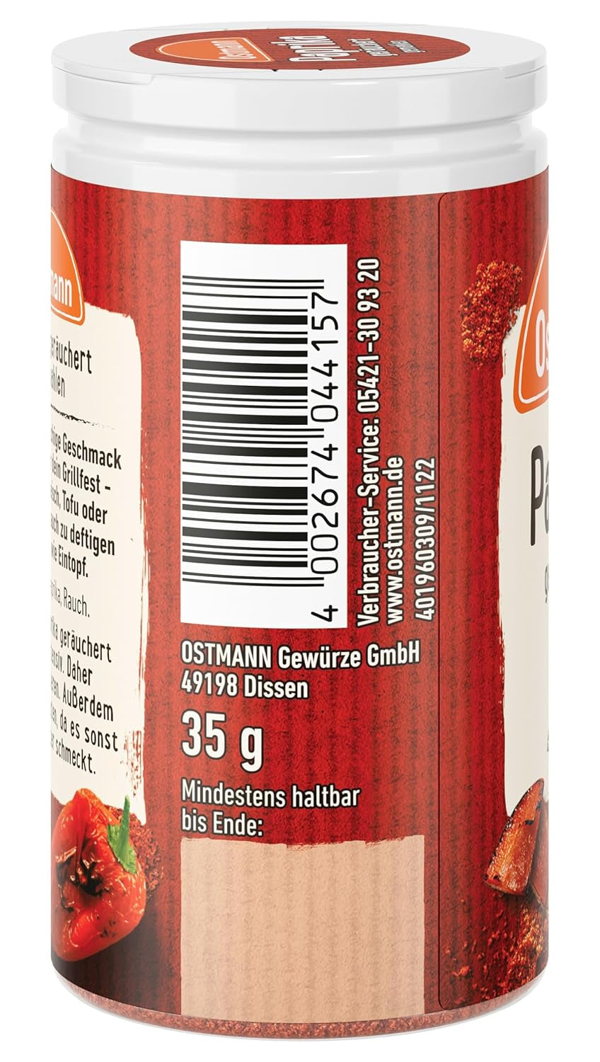 Ostmann Gewürze - Paprika geräuchert | Rauchiges Aroma für Bratkartoffeln, Gulasch nebo Rührei | 35 g v Der Streudose