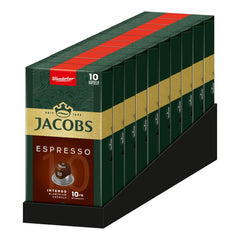 Jacobs Kaffeekapseln Espresso Intenso, Intensität 10/12, 10 x 10 Getränke, Nespresso* kompatible Kaffee Kapseln, 100 Kapseln