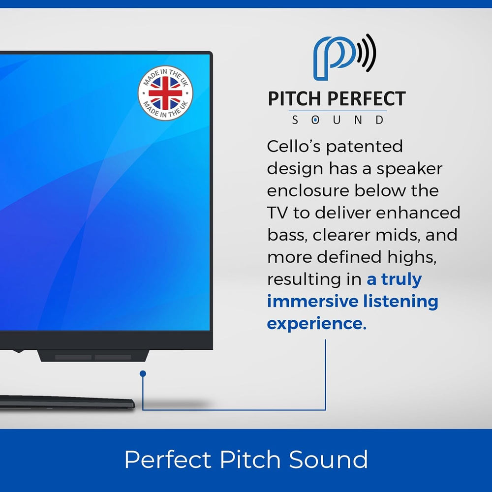 Televizor LED Cello C1924SH de 19 inch cu recepție DVB-T și satelit, configurare ușoară, funcționare de la rețea, 230V, non-inteligent, înregistrare USB a programelor TV în direct, sunet perfect, ideal pentru camere mici