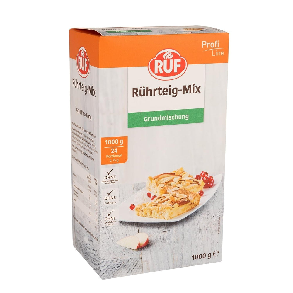 RUF Rührkuchen Backmischung, Nur Wasser & Öl Zugeben, Rezeptur Für Blechkuchen, Kastenkuchen, Muffins, Gugelhupf Und Tortenböden, 1X1000G Směs na pečení a vaření Naty Shop Rührteig 1 kg (1Er Pack)