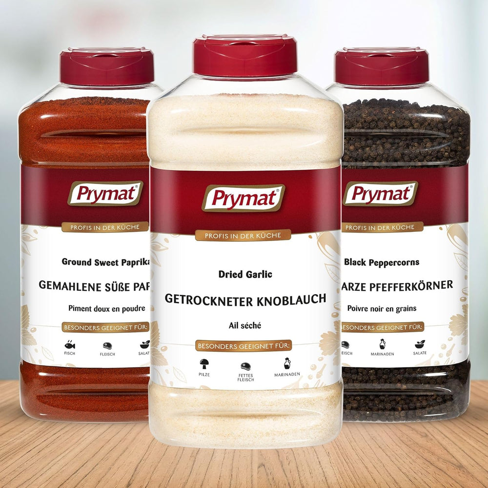 Prymat Getrockneter Knoblauch granuliert 1,05 kg – Aromatisches Knoblauchgranulat zum Würzen von Fleisch, Fisch, Gemüse, Saucen, Dips & Marinaden – intensiv im Gesmack – ohne Zusätze