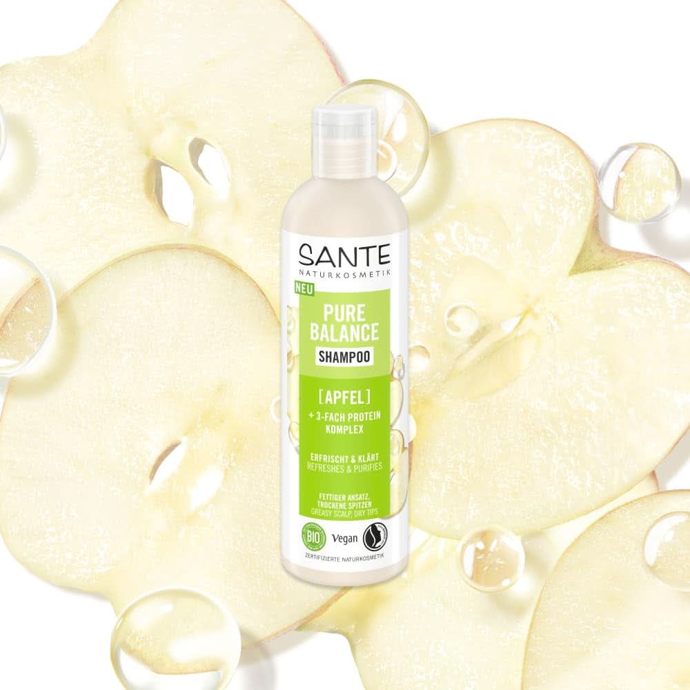 SANTE Naturkosmetik Pure Balance, šampon, intenzivně hydratuje suché vlasy, 250 ml Sprcha a vana Naty Shop