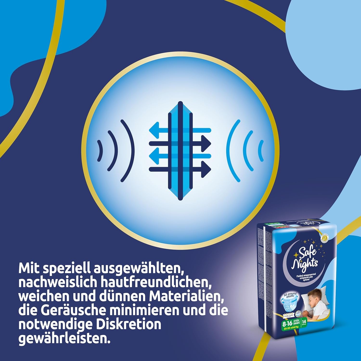 Safe Nights Boy, noční kalhoty pro věk 8-16 let (30-50 kg), 84 kusů