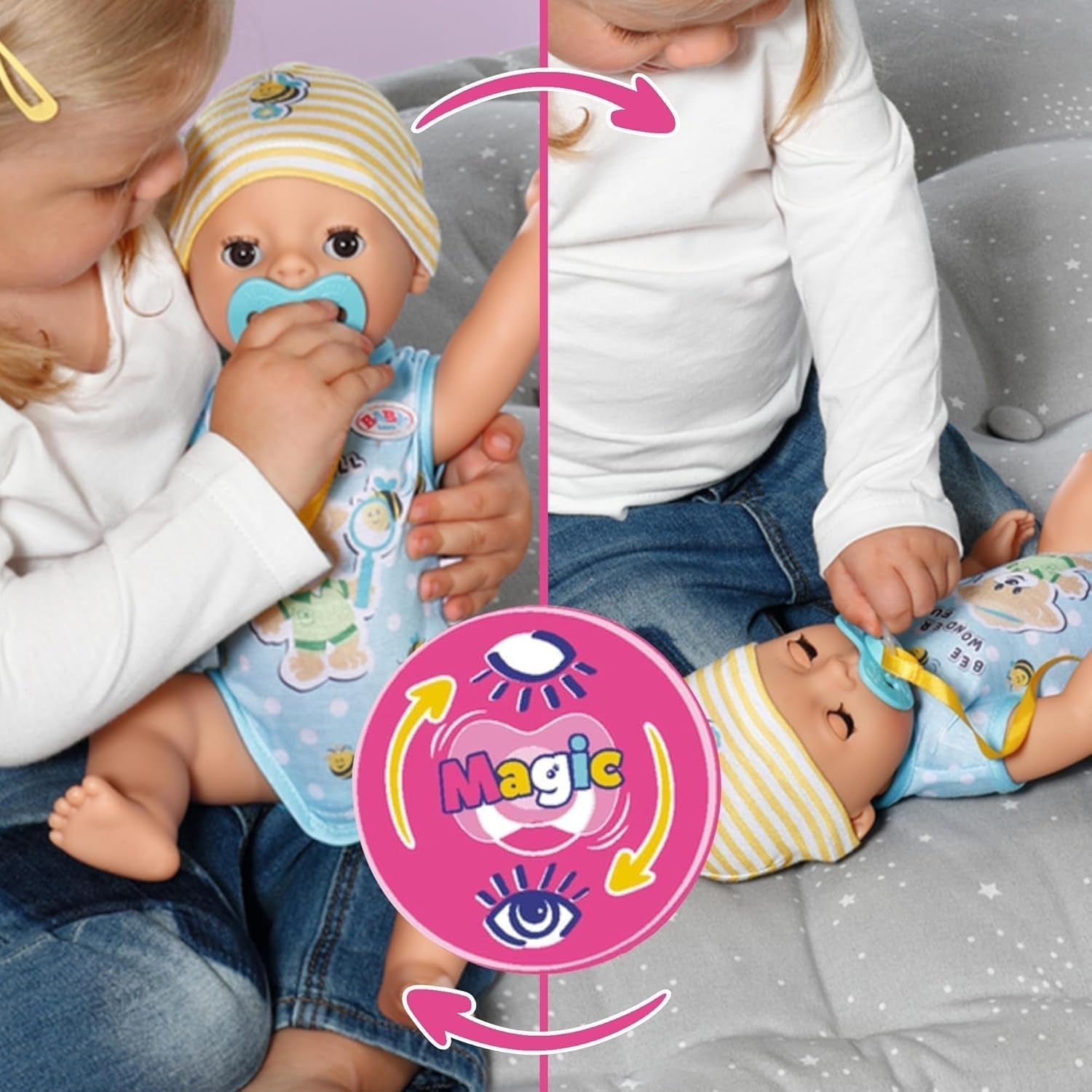 BABY Born Lukas (Little Baby Boy) 36Cm, păpușă cu 7 funcții pentru copii de la 1 an, funcționează fără baterie, păpușă mare de 36 cm Papusi Naty Shop