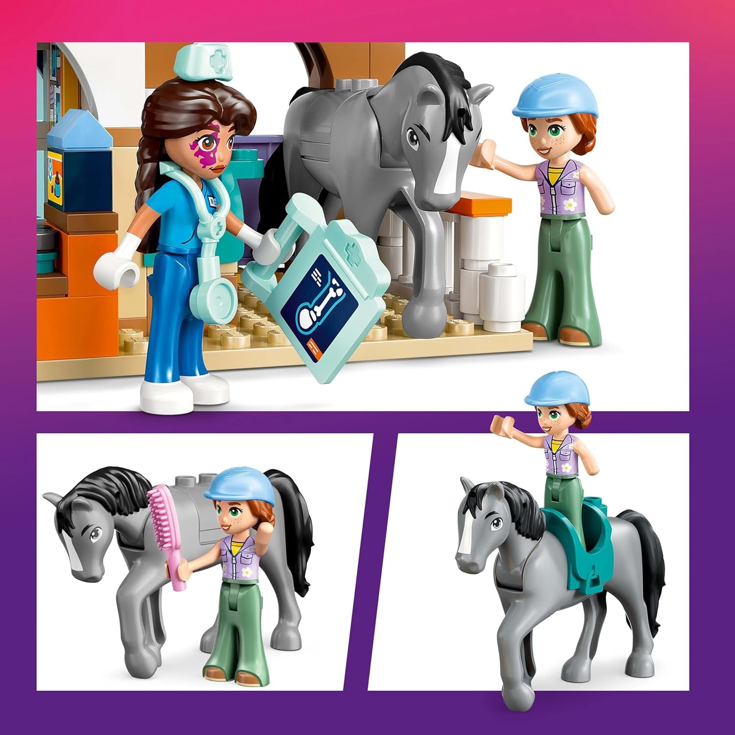 LEGO Friends Veterinární skříňka pro koně a domácí mazlíčky, Stavebnice a herní sada pro nápadité hraní rolí se 3 minifigurkami a 5 figurkami zvířat, Tip na dárek pro dívky 7 let staré 42651 Stavebnice Besuche den LEGO-Store