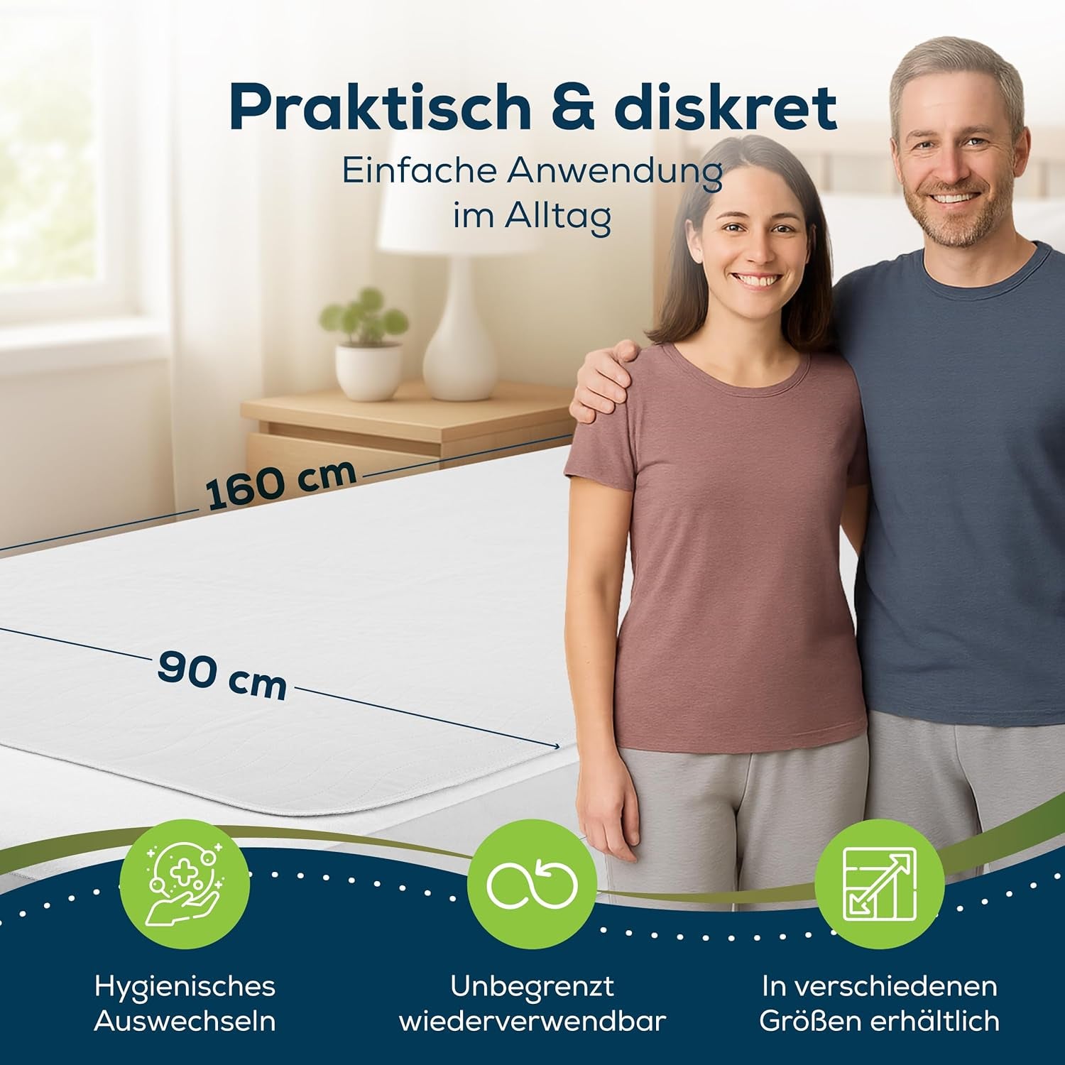 Inkontinenční matrace Sensalou 90x160 cm voděodolná inkontinenční matrace omyvatelná prodyšná