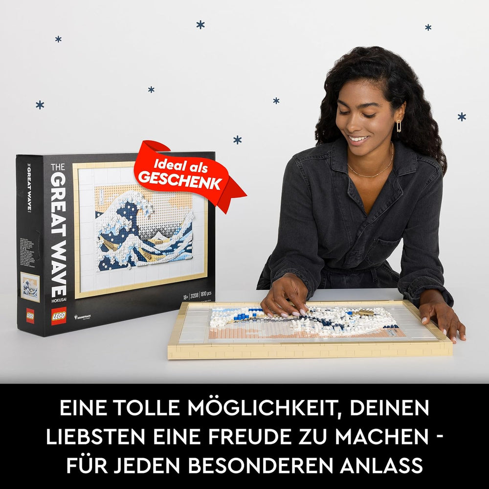 LEGO 31208 Art Hokusai – Große Welle, 3D japonské Wanddeko, Bastelset, gerahmte Ocean-Leinwand, Hobbies für Erwachsene, DYI, Home- und Büro-Deko