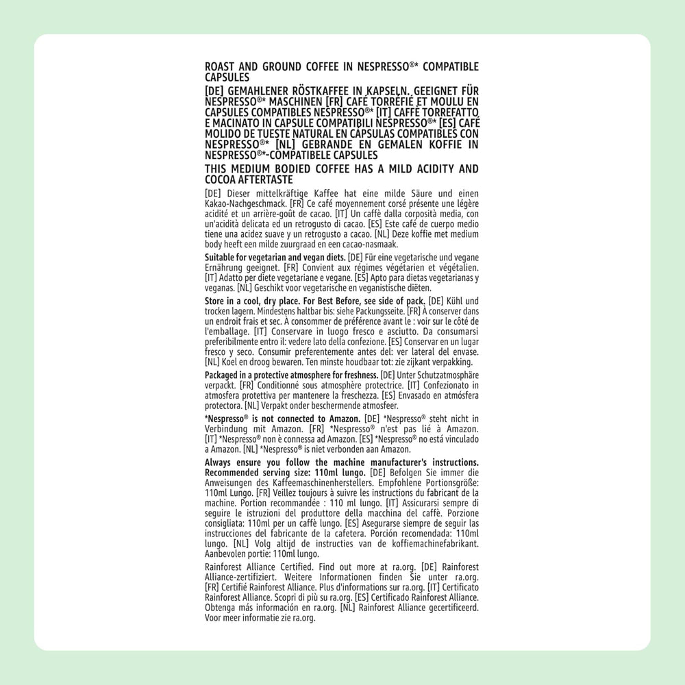 by Amazon Lungo Aluminium-Kaffeekapseln, kompatibel mit Nespresso, mittelgeröstet, 100 Stück (5 Packungen mit je 20 Stück) – Rainforest Alliance zertifiziert