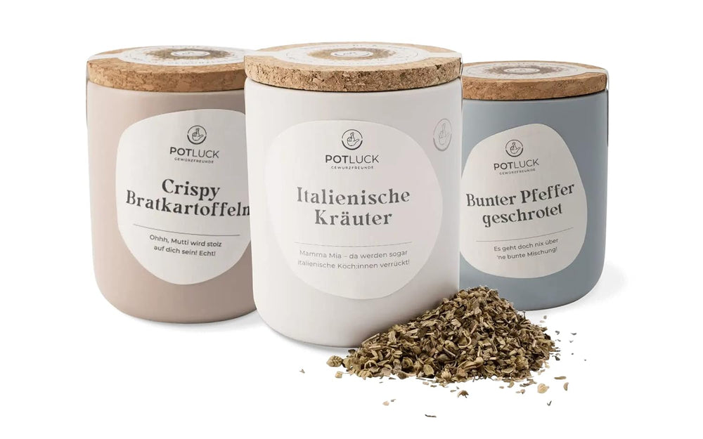 Potluck | Feta Gewürz | Gewürzmischung im Keramiktopf | 50 g | Přirozená inhalace