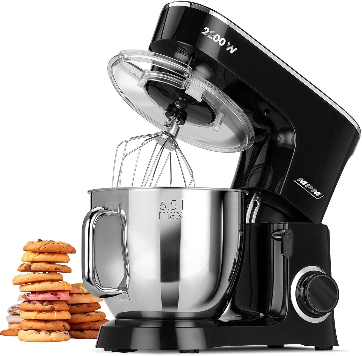 MPM - Planeten-Küchenmaschine Mit 2 Rührschüsseln 4 & 5 Liter - 1600W Küchenmaschine - Schwarz Mother and Child Naty Shop Mrk-19