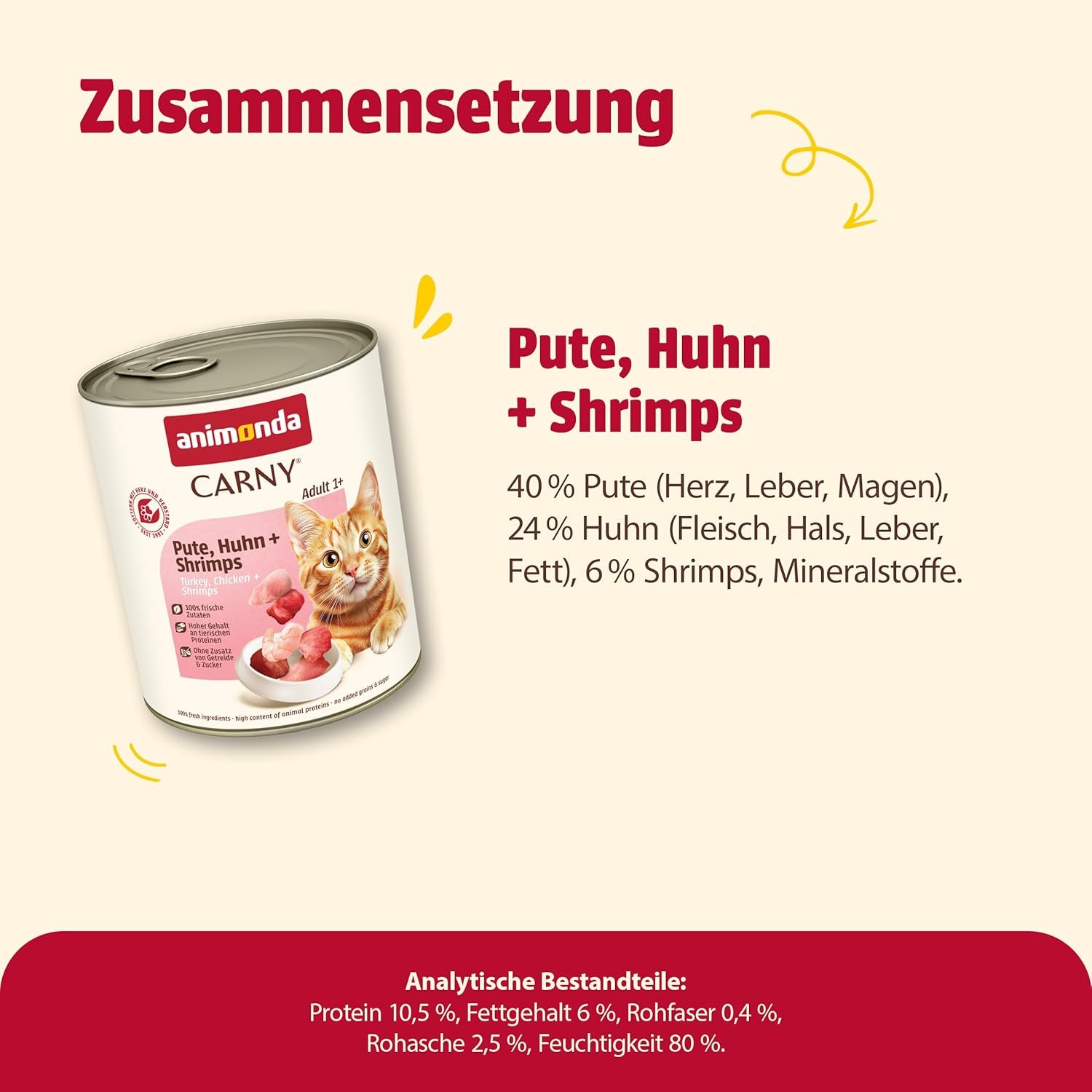 Animonda Carny hrană umedă pentru pisici curcan + pui + creveți (6 x 800g), hrană umedă fără cereale, fără zahăr, cu ingrediente proaspete din carne