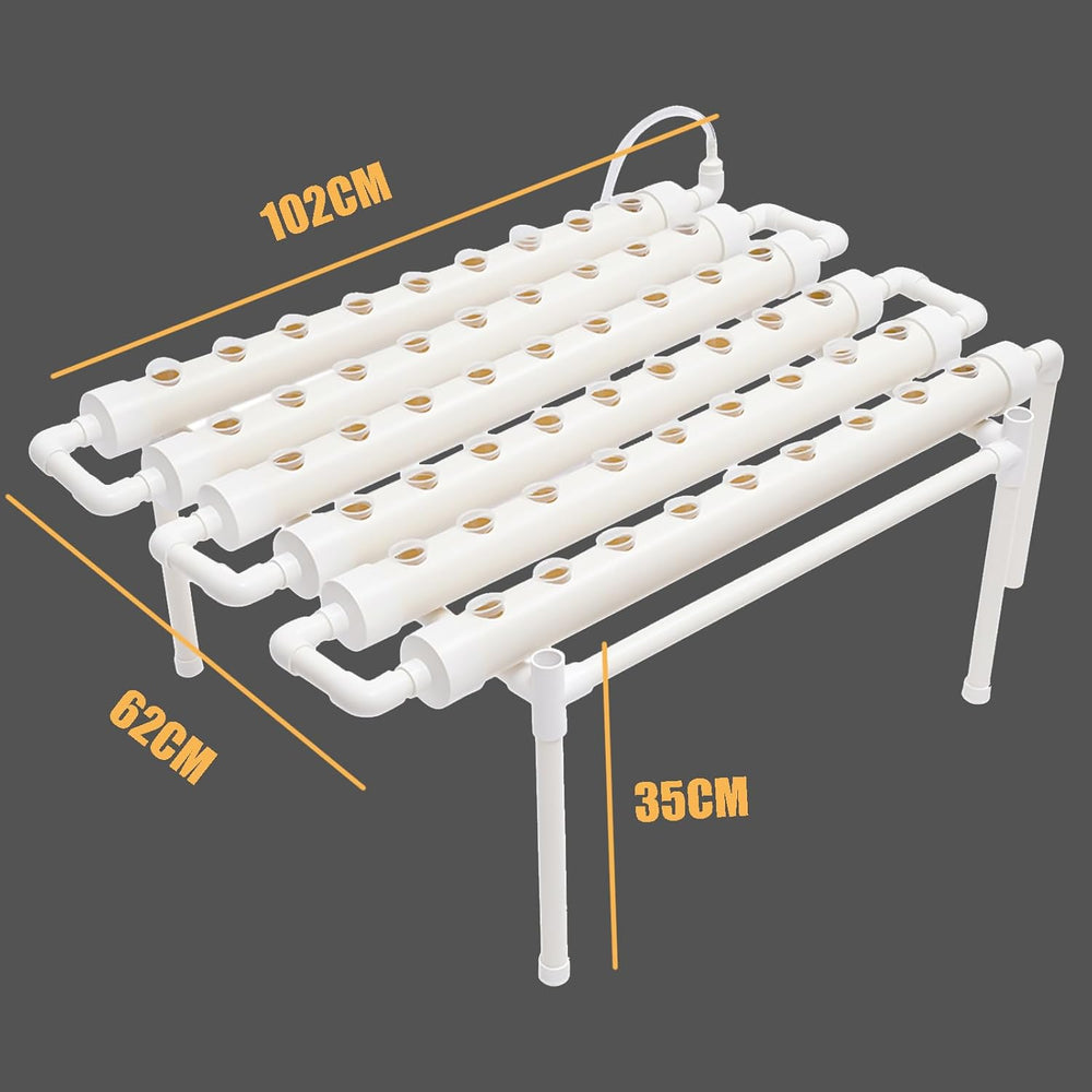 1vrstvá sada pro hydroponické pěstování s 54 květináči, systémy pro pěstování bez půdy z PVC s vodní pumpou, sady pro hydroponické pěstování pro pěstování zeleniny a ovoce na balkónech, zahradách, terasách a dvorcích