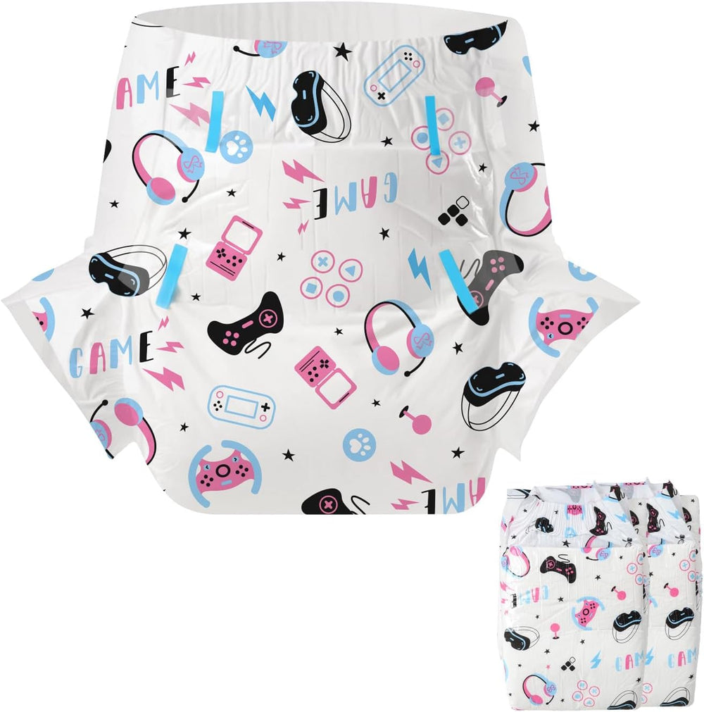 CutiePlusU Plenky pro dospělé 2 balení Jednorázové inkontinenční kalhotky s klopami pro ženy a muže Maximální savost přes noc - Malý princ (střední 71-96 cm)