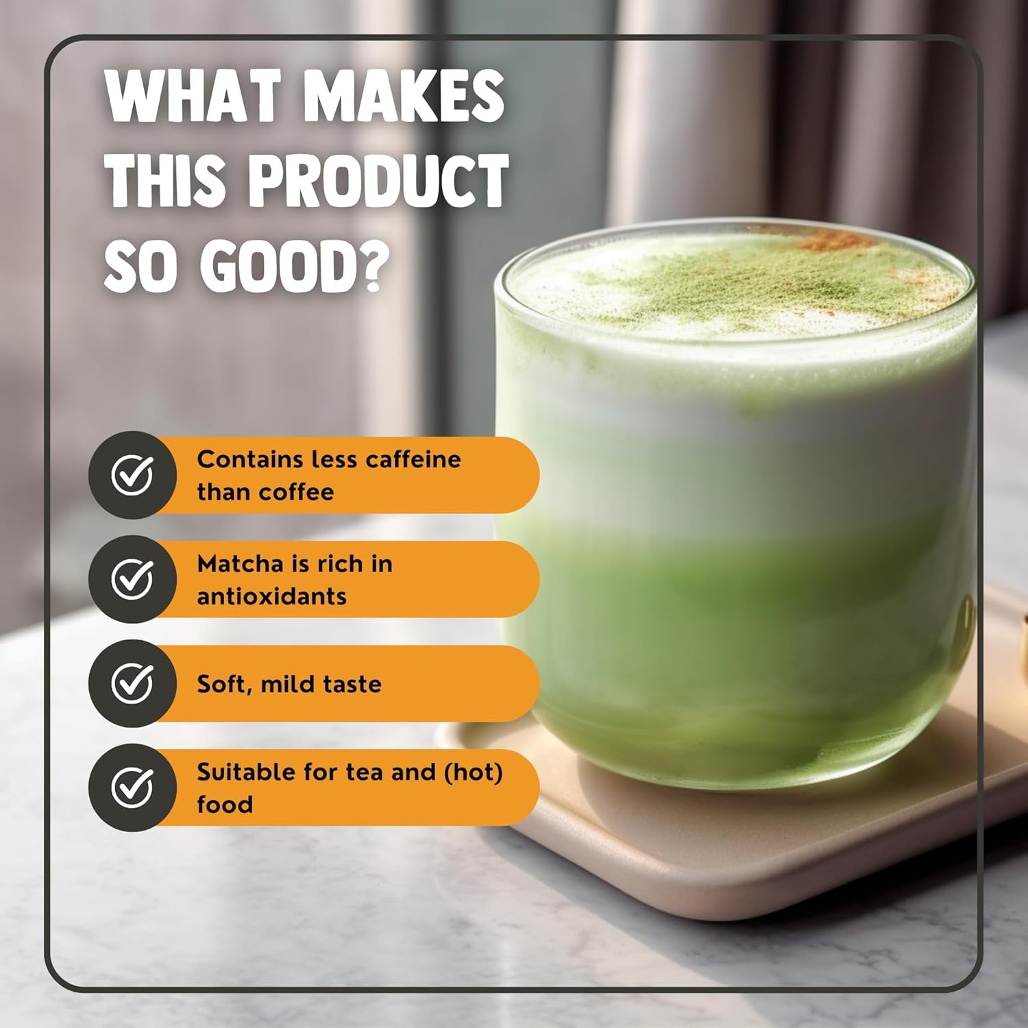 Cupplement Matcha 90 grame bio - Ceai verde pudră de cea mai înaltă calitate - Fără bătător de bambus și tel - Culunary - Set pentru începători - Latte - Bătător - Japonia - Pudră - Ceai - Tel - Pungă - Smoothie