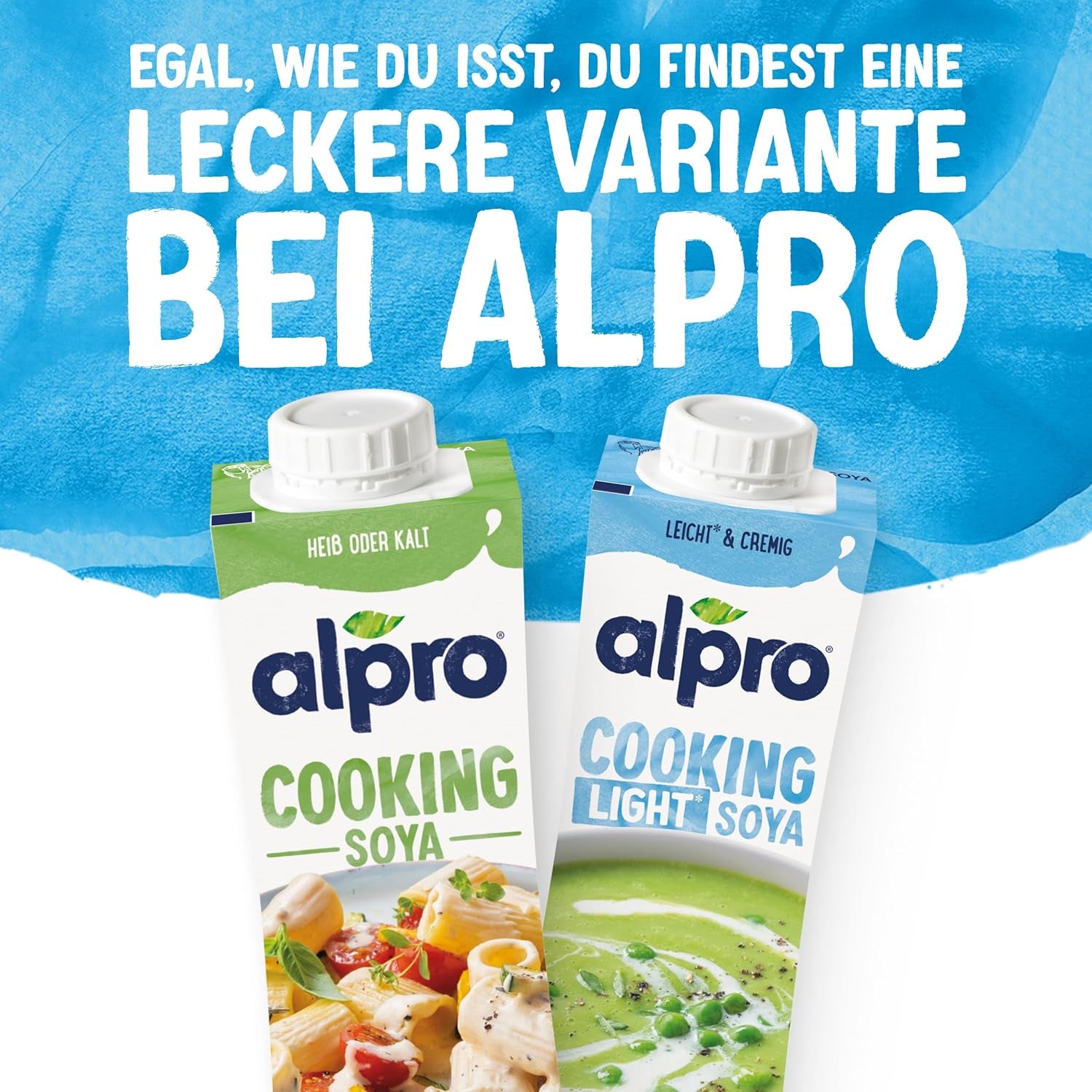 Alpro Cooking Soya – Vegan Kochcreme aus Soya s neutrální chutí do teplé i studené kuchyně – 15 x 250 ml