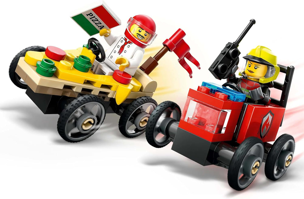 LEGO City dodávka pizzy vs. Pizza Truck - Hračka na mýdlo pro dívky a chlapce od 5 let - Stavebnice se 2 minifigurkami řidiče - Dárek k narozeninám a svátku 60458 Stavebnice Besuche den LEGO-Store