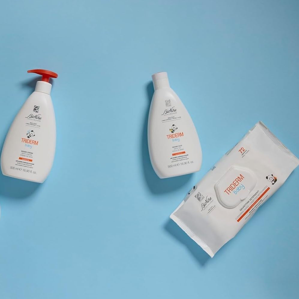 Bionike Triderm Baby vlhčené ubrousky pro suchou a citlivou pokožku Zklidňující a zpevňující účinek Chrání a hydratuje 72 ubrousků