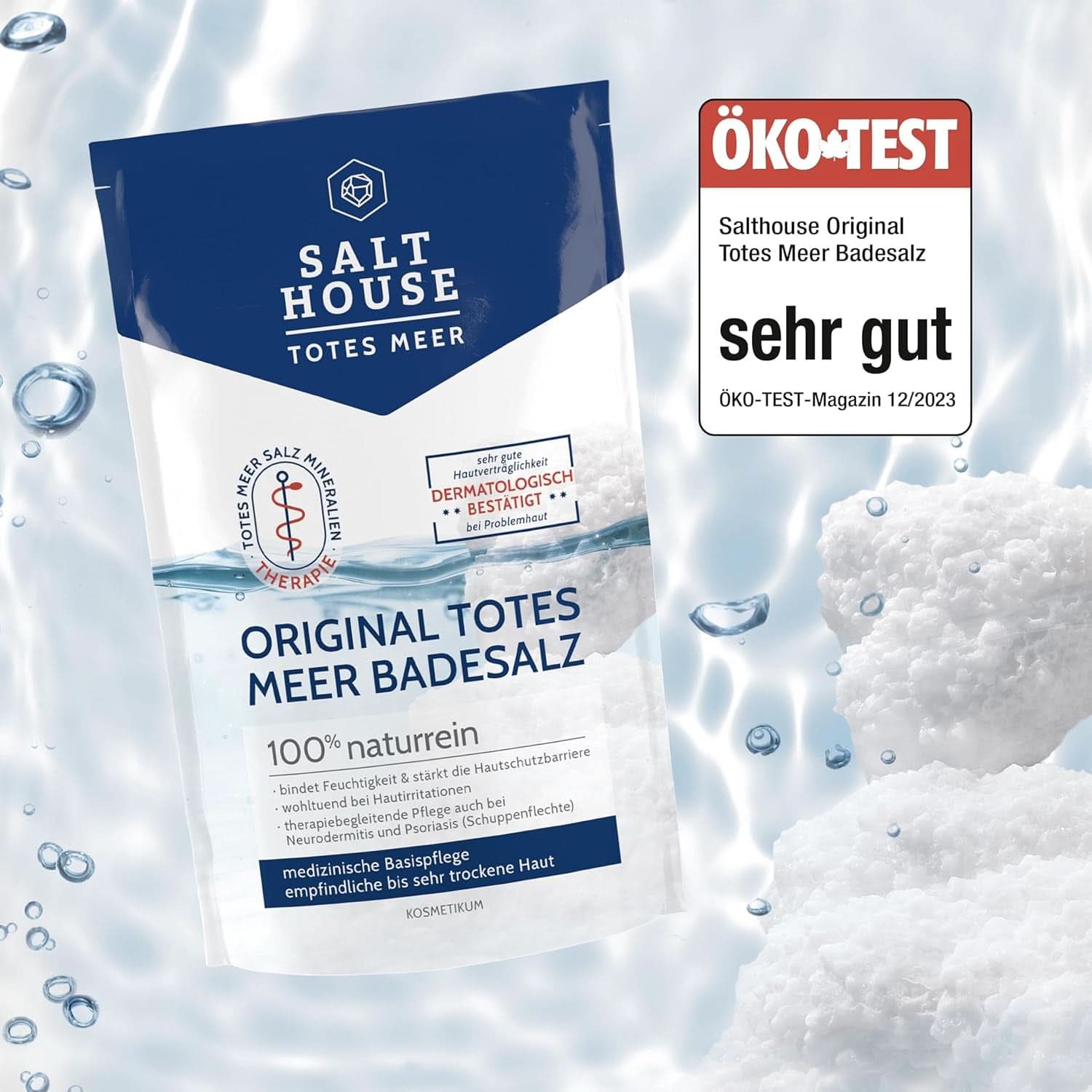 Salthouse Original Dead Sea Bath Salts, saruri de baie, calmant pentru iritațiile pielii, pentru pielea sensibilă și uscată, 100% natural, 500 grame Duș și baie Naty Shop