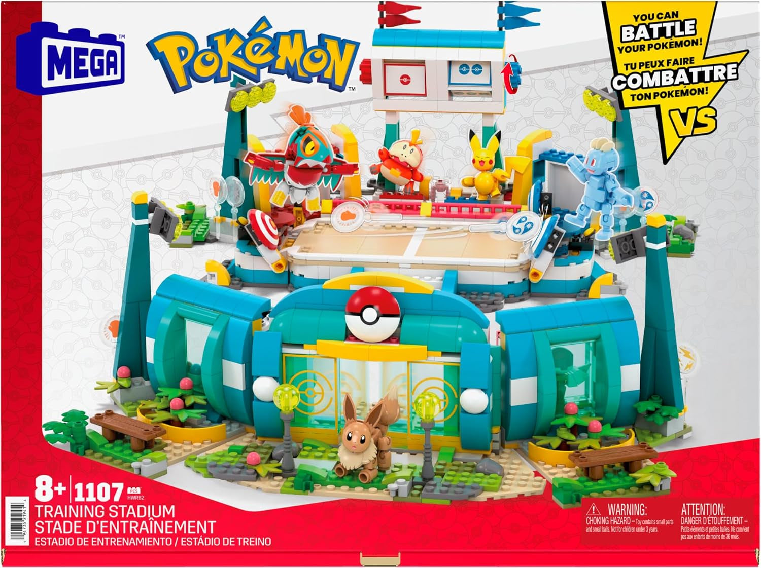 Stavebnice MEGA akční figurky Pokémon, 1101 dílků tréninkové arény, bojové hry a 5 pohyblivých figurek pro děti, akční figurky HWR82 Naty Shop