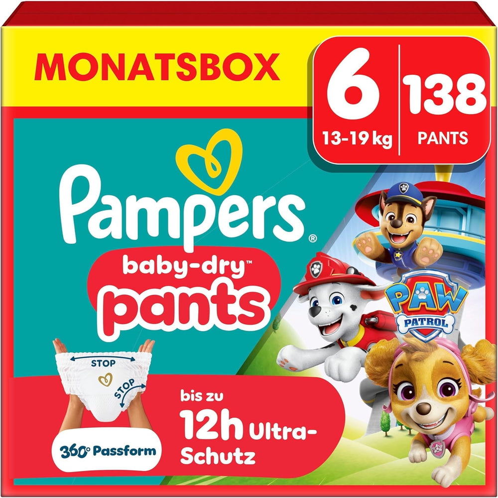 Pampers Baby Dry Pants Diaper Patrol Puppy Edition, velikost 5, plenky 160, 11 kg - 17 kg, nastavení 360° se zarážkou a ochranným systémem