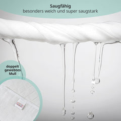 MAKIAN Mušelínové čtverce, Balení po 10 ks, 80x80 cm, Oeko-TEX® Standard 100 Certified, 10 Premium utěrky na odříhnutí – Dvojité tkané látkové čtverce / Mušelínové čtverce, odolné proti varu – bílé