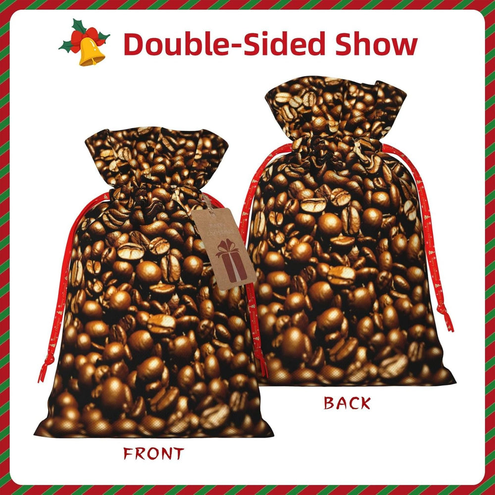 Lustige geröstete Kaffeebohnen, Weihnachtsbeutel mit Kordelzug, robust, 11,9 x 17,5 cm, geeignet für Partygeschenke und Geschenkverpackung, 1 Stück