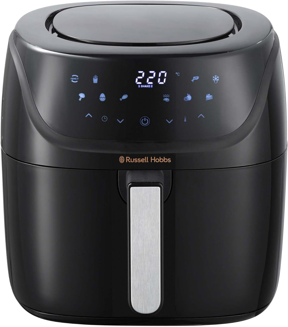 Russell Hobbs Heißluftfritteuse XXL 8L Rapid Airfryer [Kompaktes Gehäuse,7 Kochfunktionen,10 Programme] Satisfry (Spülmaschinenfest, Max 220°C, Fritteuse Ohne Oel, Grillen, Backen, Braten) 27170-56 Naty Shop