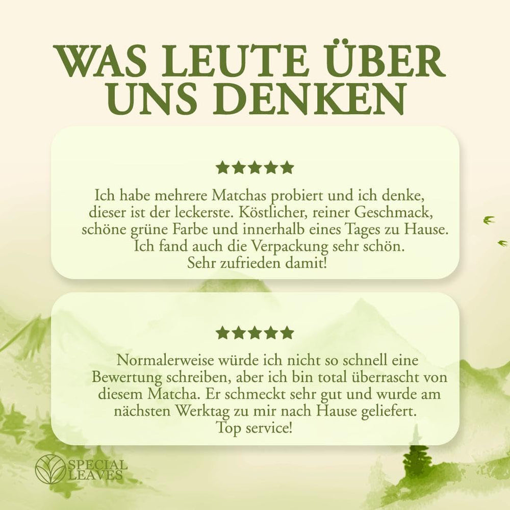 Pudră Matcha - 90 g - 100% naturală și măcinată fin - Pentru ceai și Matcha Latte - Fără aditivi - Calitate superioară din tradiția japoneză a ceaiului - Ceai verde premium de la Special Leaves