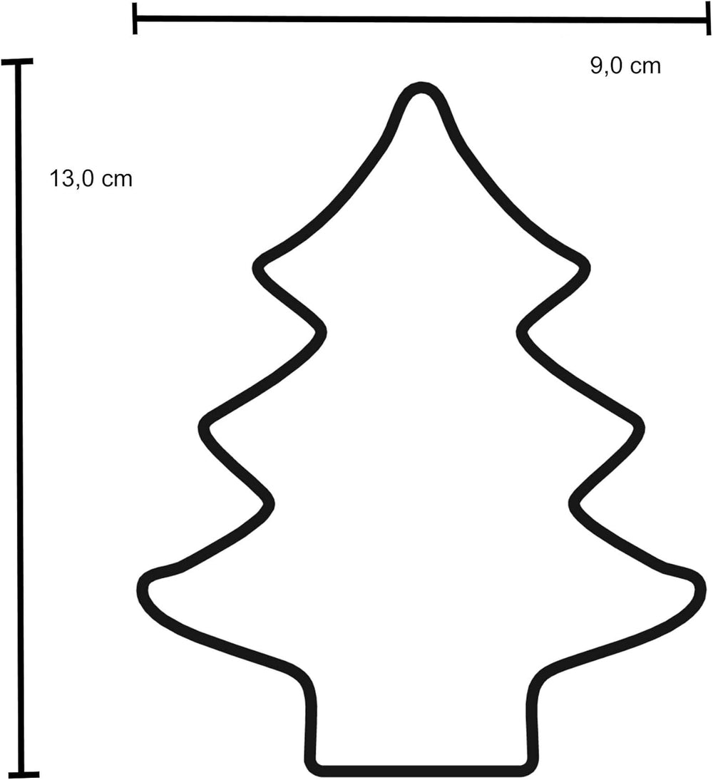Formă de turtă dulce originală Kaiser, formă de brad de Crăciun, 13 x 9 x 2,5 cm, oțel inoxidabil, tăiere ușoară și precisă, manevrare sigură și confortabilă, negru