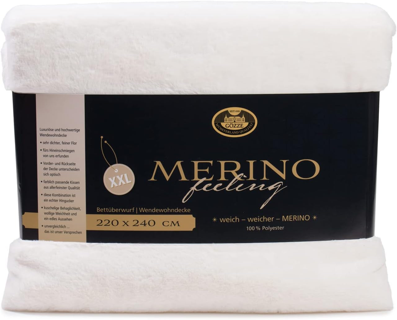 Gözze - Pohodlná deka, oboustranná, vysoká hustota 600 G/M², 150 X 200 Cm - Tmavě zelené postele a přikrývky Besuche den Gözze-Store Bílá vlna 220 X 240 Cm