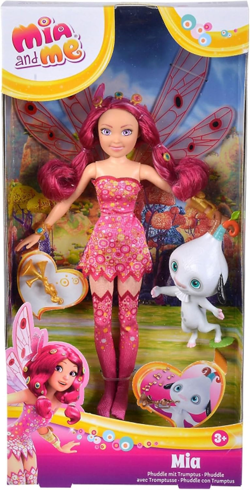 Simba 109483042 Oblékací panenka Mia and Me, Phuddle s Trumptem, skřítek s křídly a pohyblivýma nohama, 6X sponky do vlasů, 2X náramek, od 3 let, vícebarevné, 23 cm Naty Shop Dolls