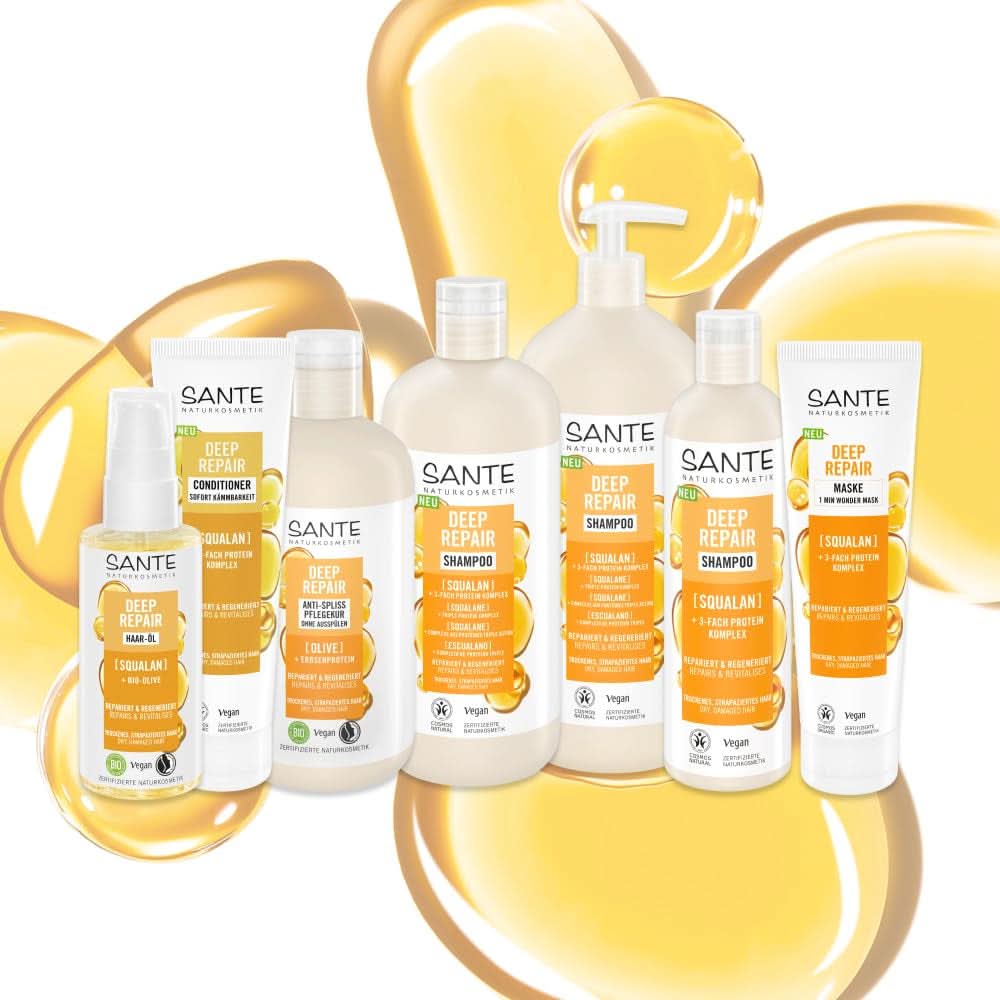 SANTE Naturkosmetik, veganský pečující šampon pro hladké a lesklé vlasy, 950 ml Sprcha a vana Naty Shop