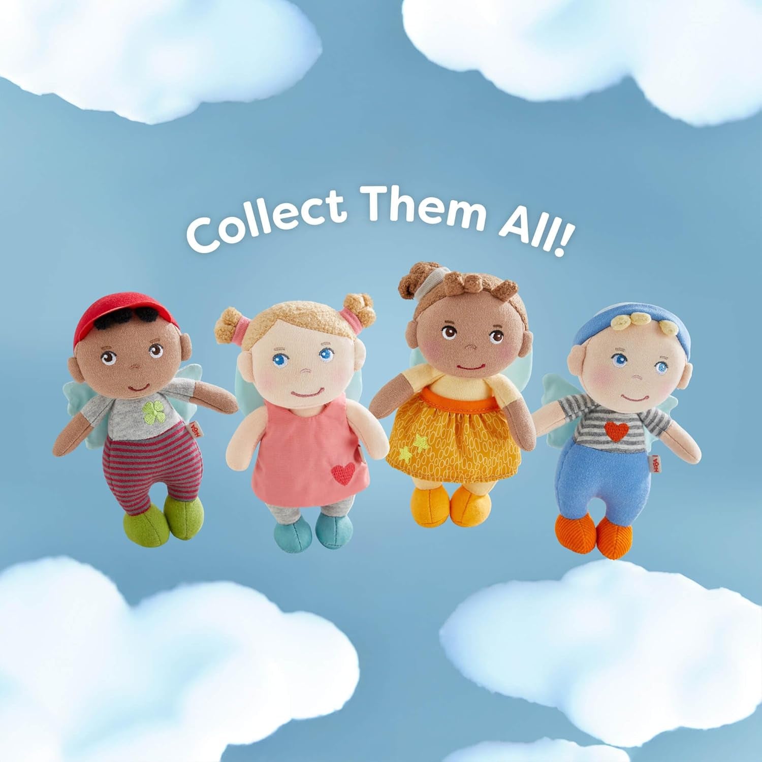 HABA Îngerul Păzitor Lore – Păpușă din material textil pufoasă (15 cm), cadou perfect de bun venit pentru bebeluși și copii mici – Lavabilă la 30 °C – 2011870001