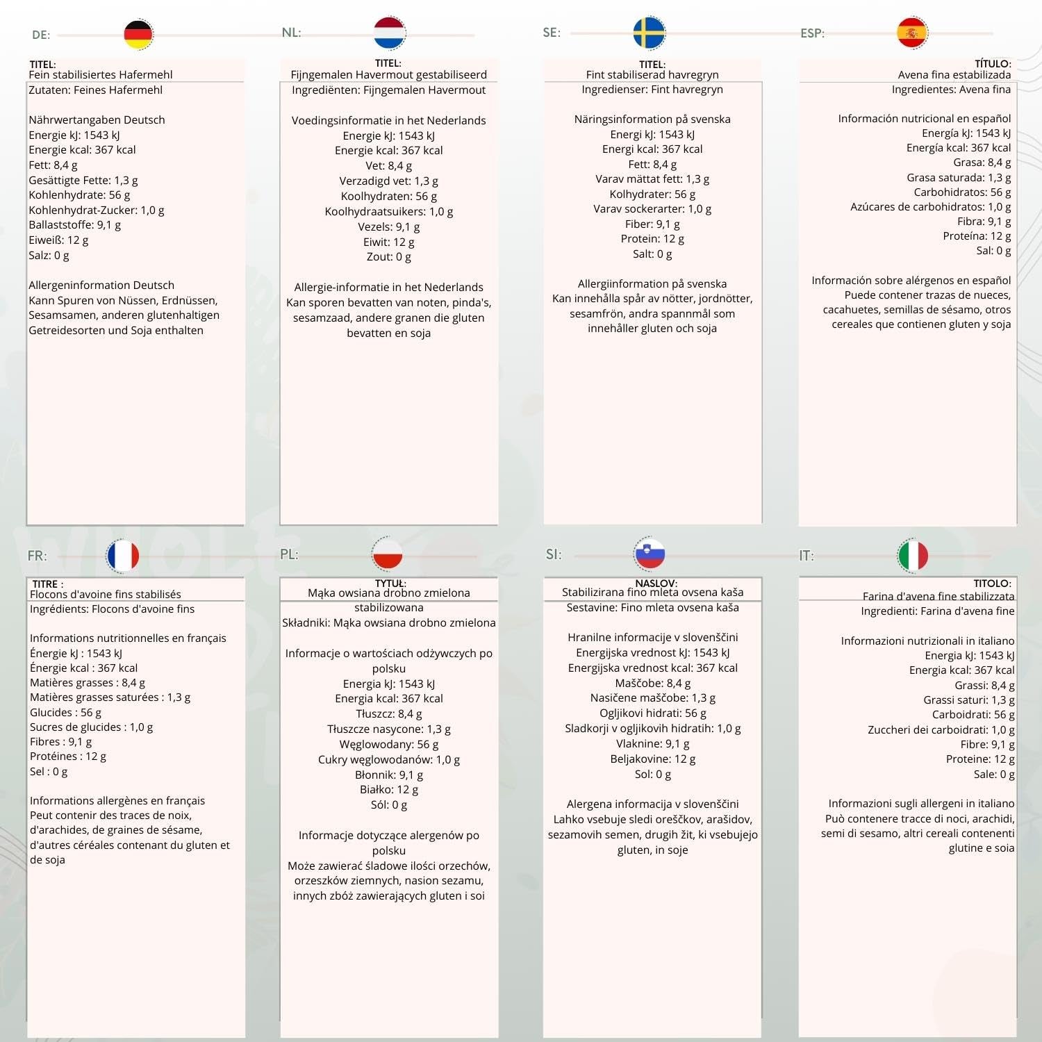 Wholefood Earth Fine Oats - bez GMO - vegan - bez mléčných výrobků - bez přidaného cukru 1 kg