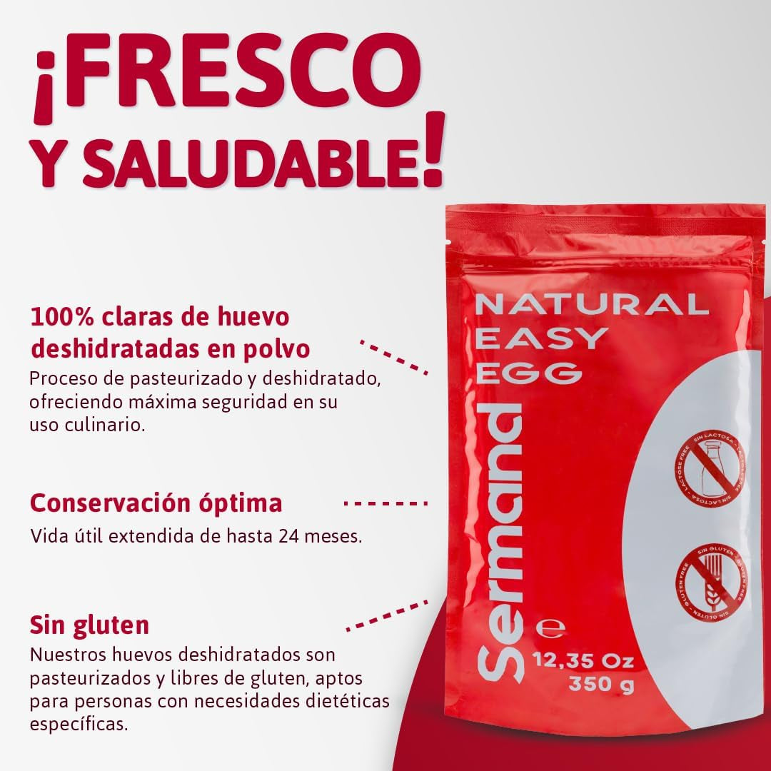 Eiklarpulver (350g) | Getrocknetes Eiklar Pulver | Eialbumin für Backen & Kochen | Ohne Zusatztoffe | Balení zip-bag bez laktózy