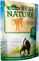 Dehner Best Nature Katzenfutter Multipack, Nassfutter, für ausgewachsene Katzen, je 2 x Kalb / Wild / Huhn / Kaninchen, 8 x 85 g Beutel (680 g)
