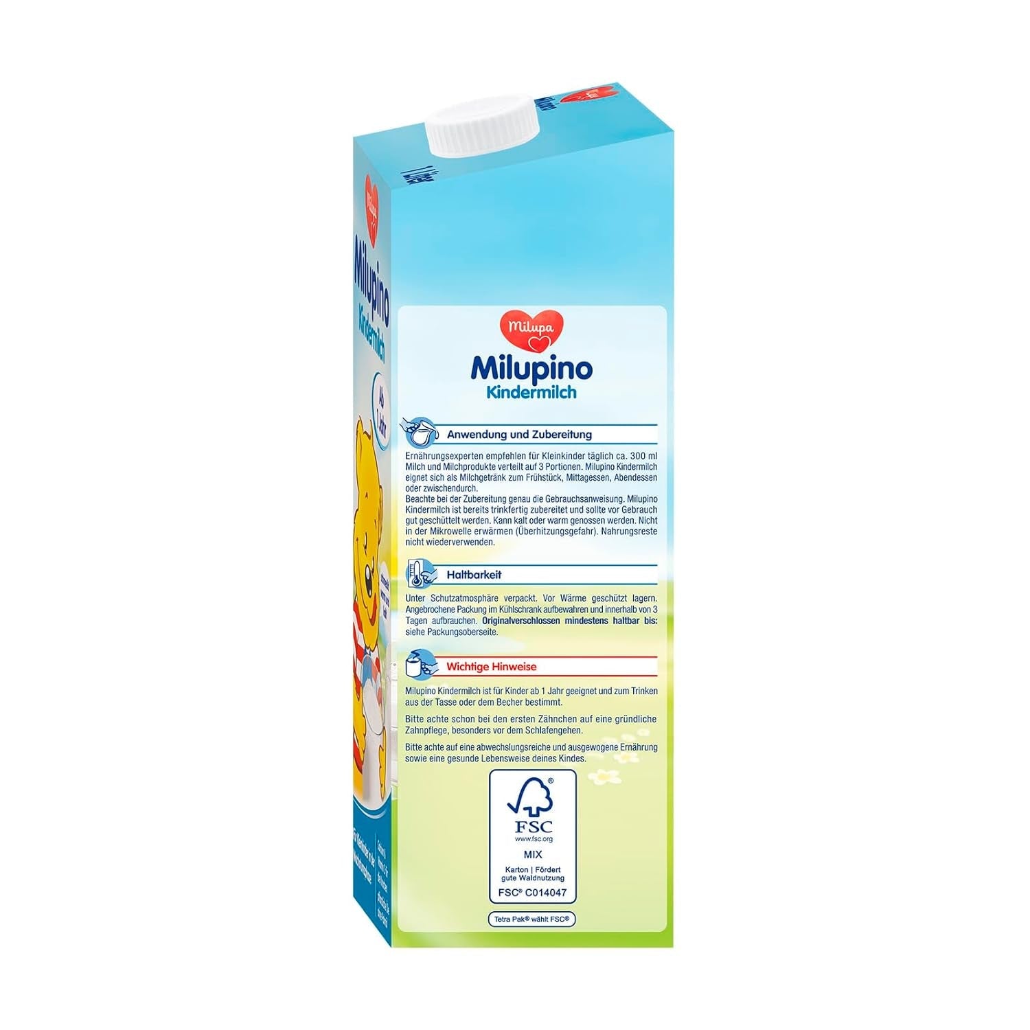 Milupa Milupino Lapte de creștere gata de băut (6x1L), de la 1 an, pentru copiii mici în faza de creștere