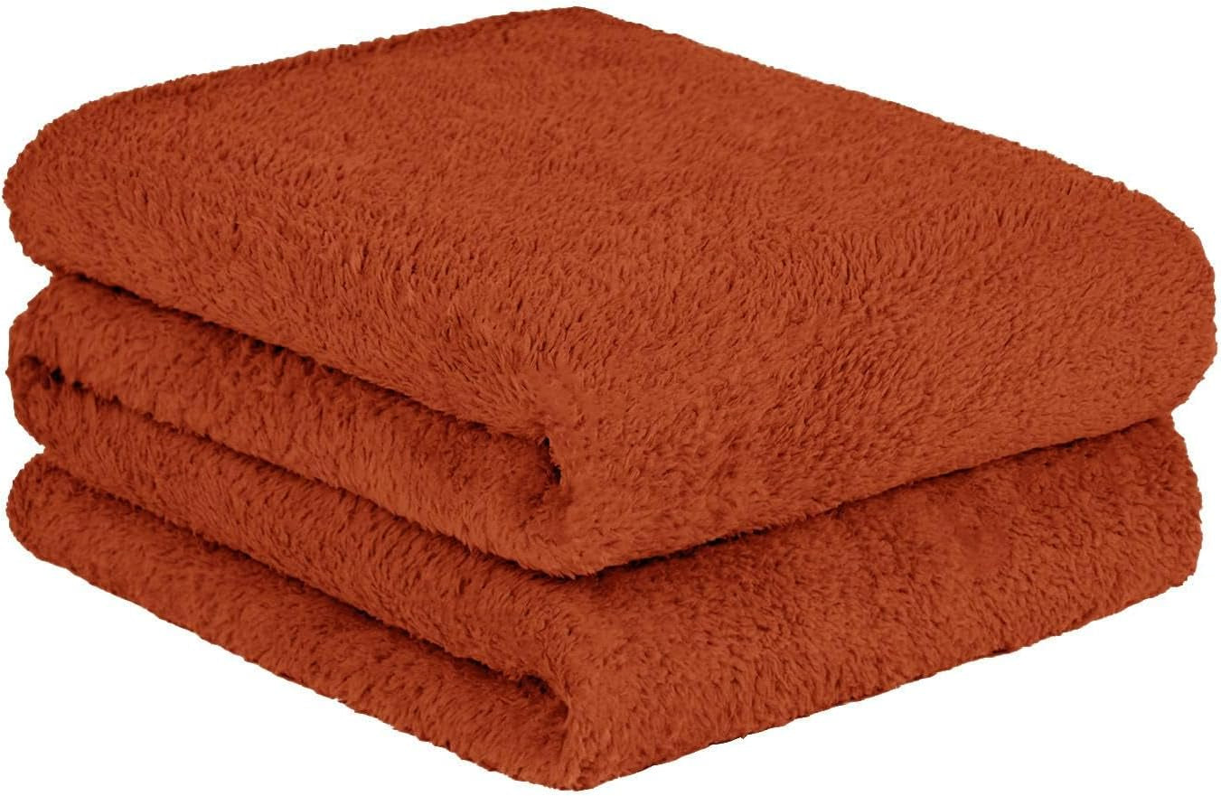 Brentford's Teddy Fleece deka Velká deka na postel Plyšová super měkká teplá pohovka Přehoz přes postel Černá - 150 X 200 Cm Postele a deky Besuche den Brentfords-Store Oranžová Rust 125 X 150 Cm