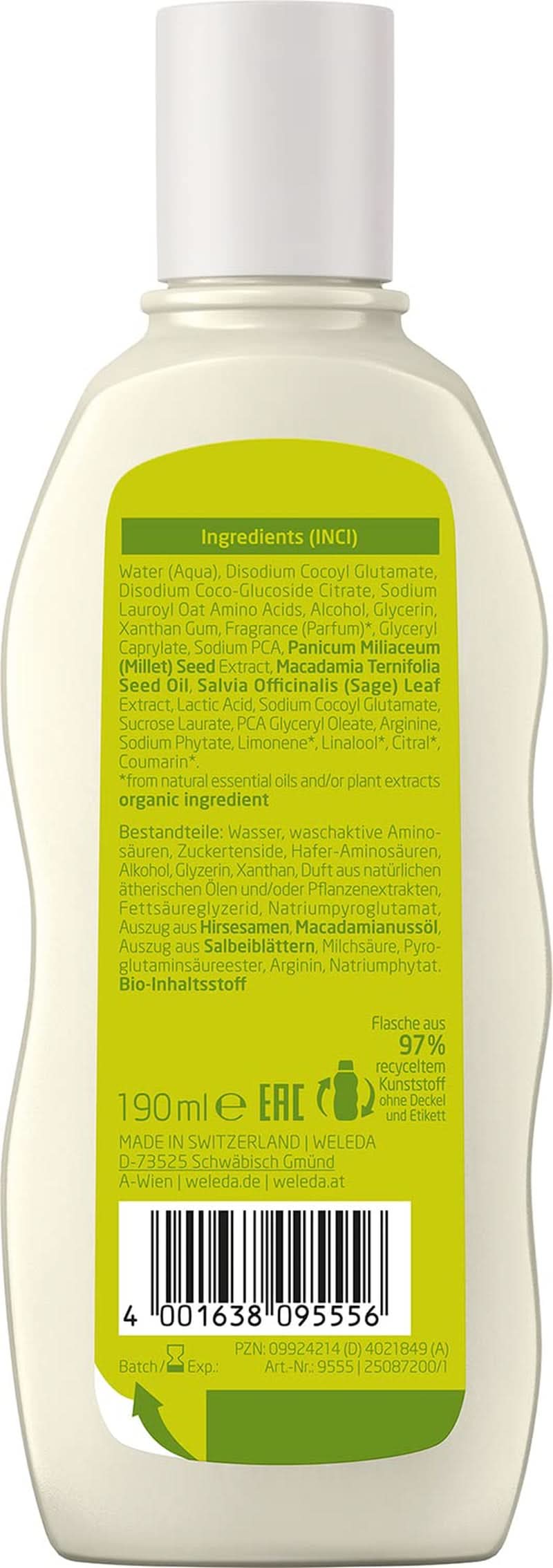 WELEDA Organic Millet Care Shampoo, jemné mytí, 190 ml Sprcha a koupel Naty Shop