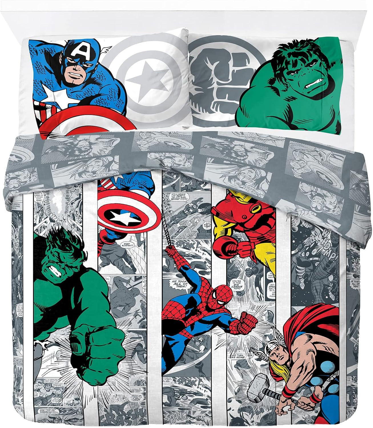 Povlečení pro děti, unisex, princezny a superhrdiny, 100% bavlna Povlečení pro děti Naty Shop Multicolor - Avengers 200X200/50X70 (3 kusy)
