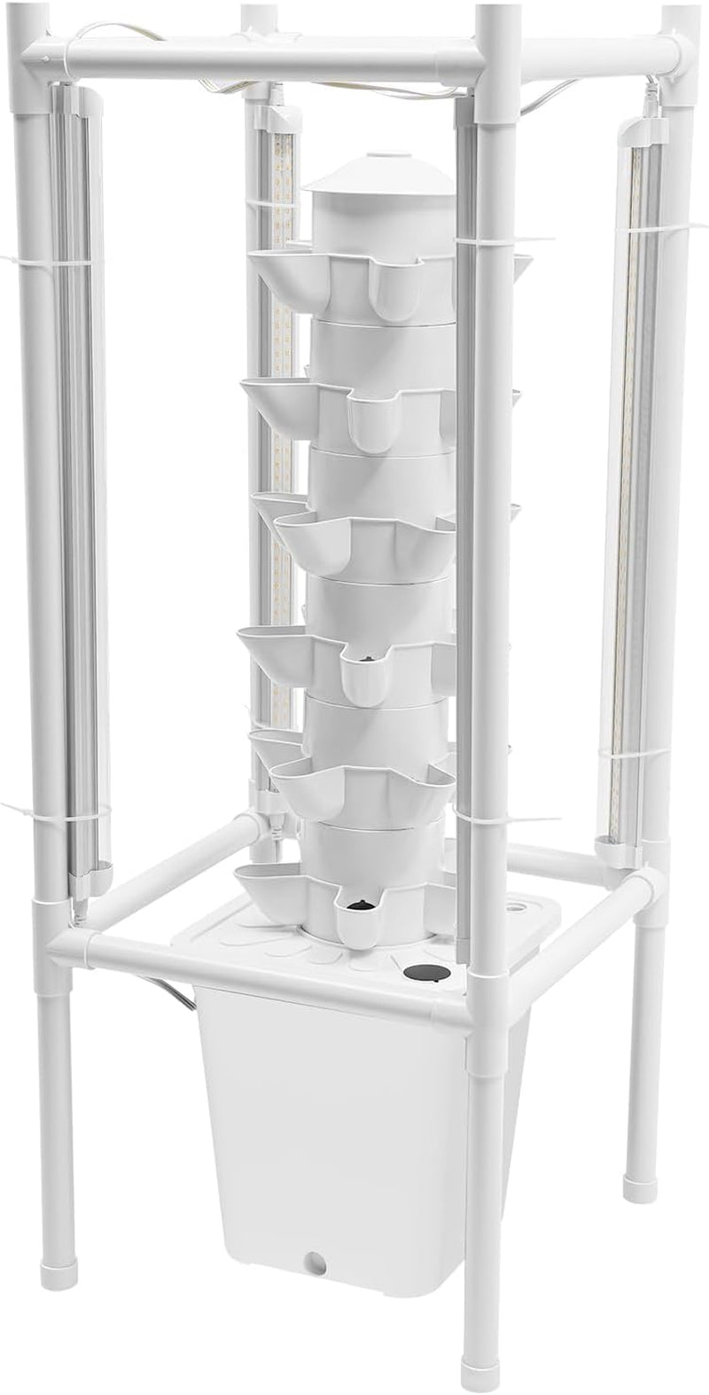 Sada pro hydroponické pěstování ve věži, 30 otvorů, 6 úrovní, bezzemní výsadbová věž, hydroponický systém, aeroponická věž, vertikální zahrada, jahodová věž, hydroponický systém pěstování bylinek, ovoce a zeleniny (šedá)