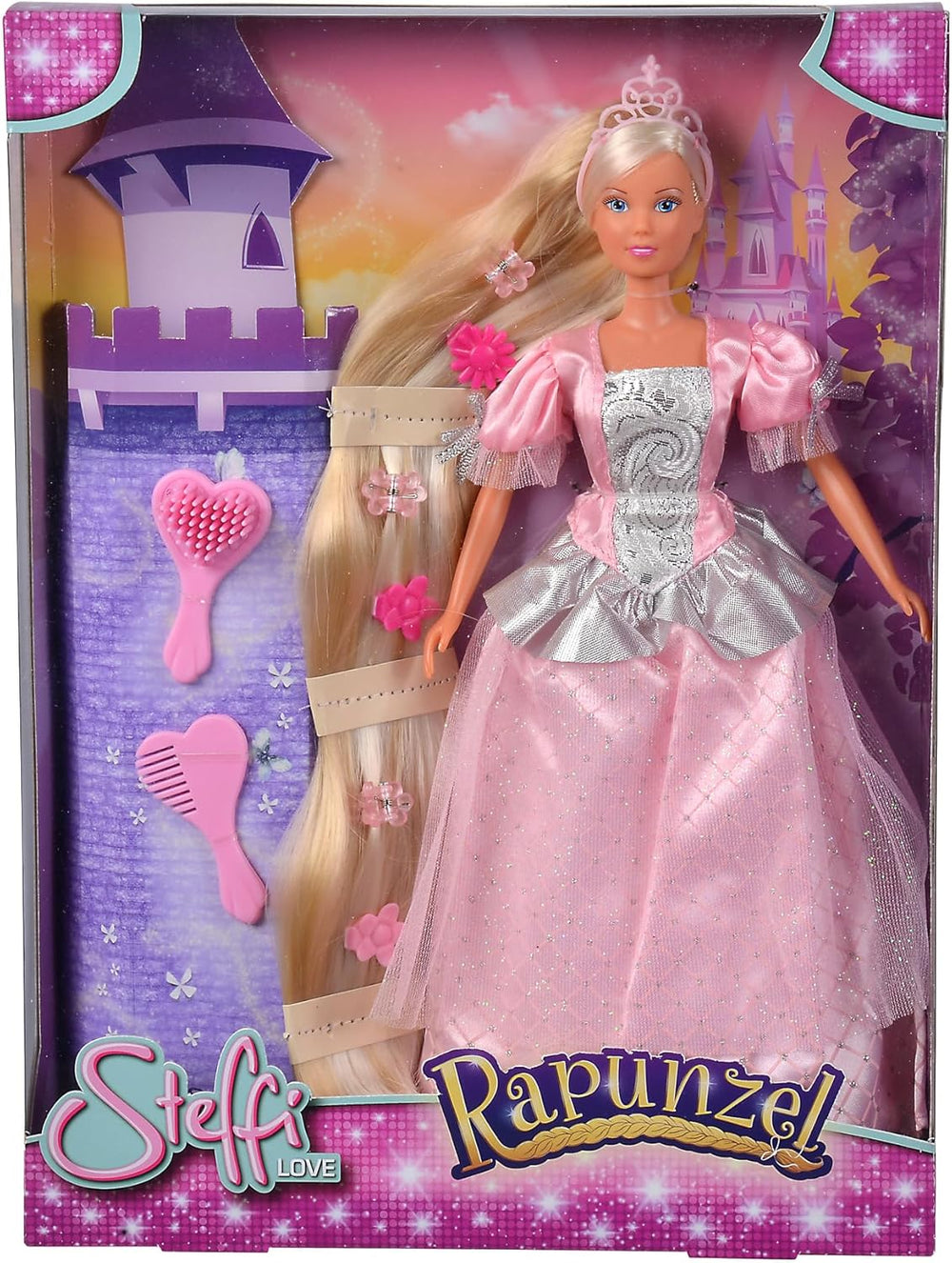 Simba 105738831 - Steffi Love Rapunzel, Steffi ca prințesă de basm, cu păr foarte lung, cu agrafe de păr, perie și pieptene, păpușă de modă, 29 cm, pentru copii cu vârsta de 3 ani și peste