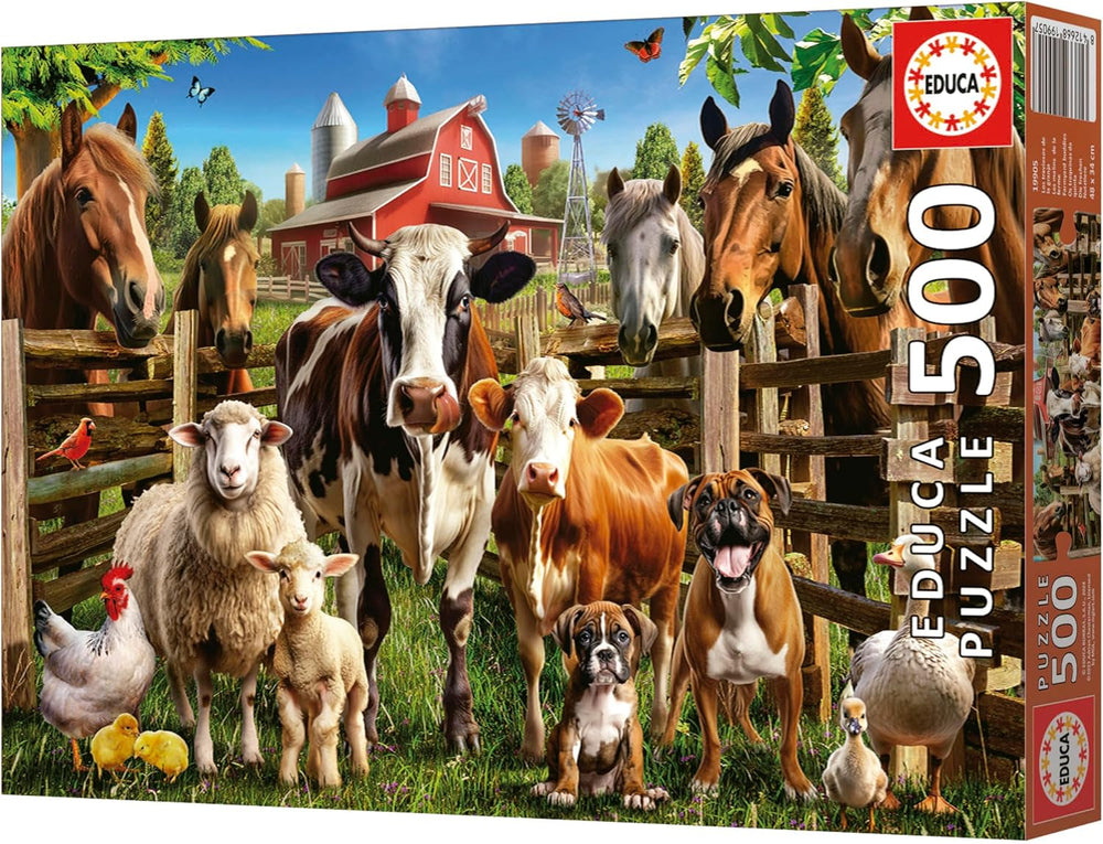 Educa - Puzzle 500 dílků pro dospělé | Neposlušná hospodářská zvířata. Rozměry: 48 X 34 cm. Obsahuje lepidlo na puzzle Fixpuzzle. Už 11 let (19905) Puzzle Naty Shop