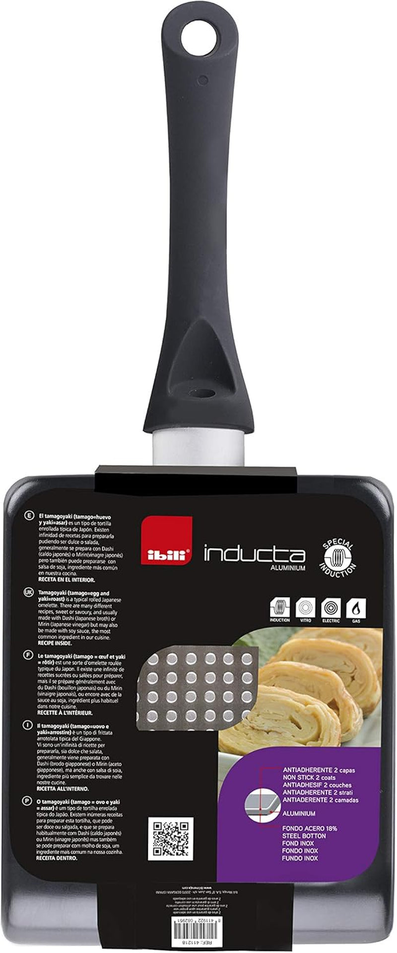 Tamagoyaki pánev Inducta, hliník, černá, 15X18 cm Hrnce a pánve Naty Shop